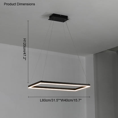 WOMO Black Tiered Rectangular Chandelier-WM2120