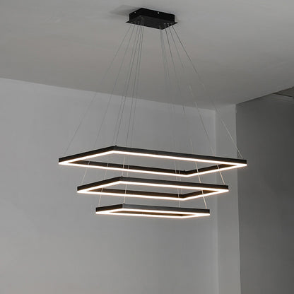 WOMO Black Tiered Rectangular Chandelier-WM2120