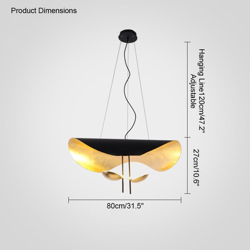 WOMO Moderne Pendelleuchte Indirekt Schwarz Gold Esstisch Metall-WM2088