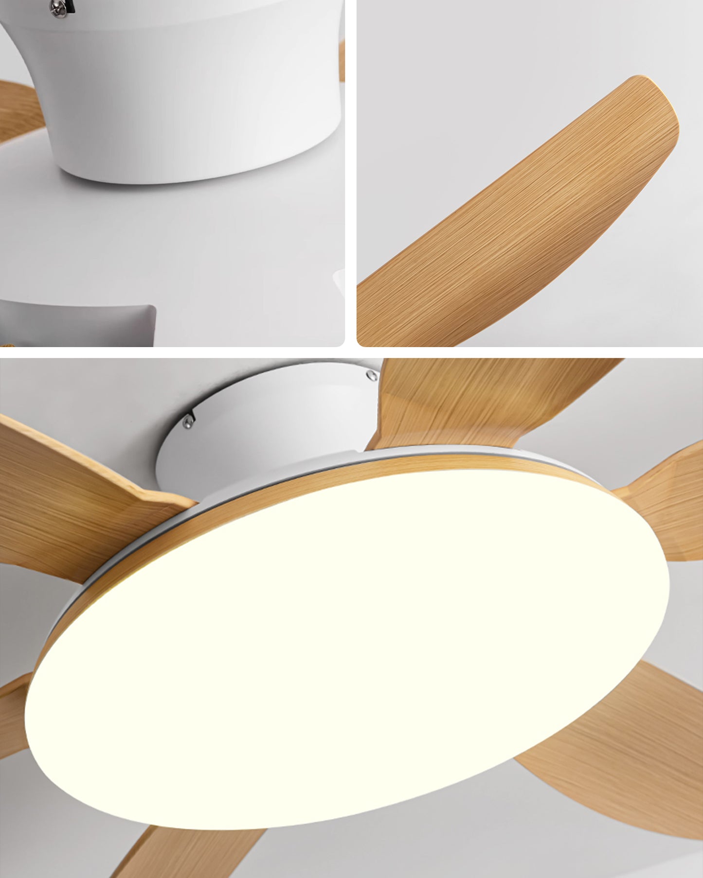 WOMO 6 Blade Low Profile Ceiling Fan with Bright Light - WM5191
