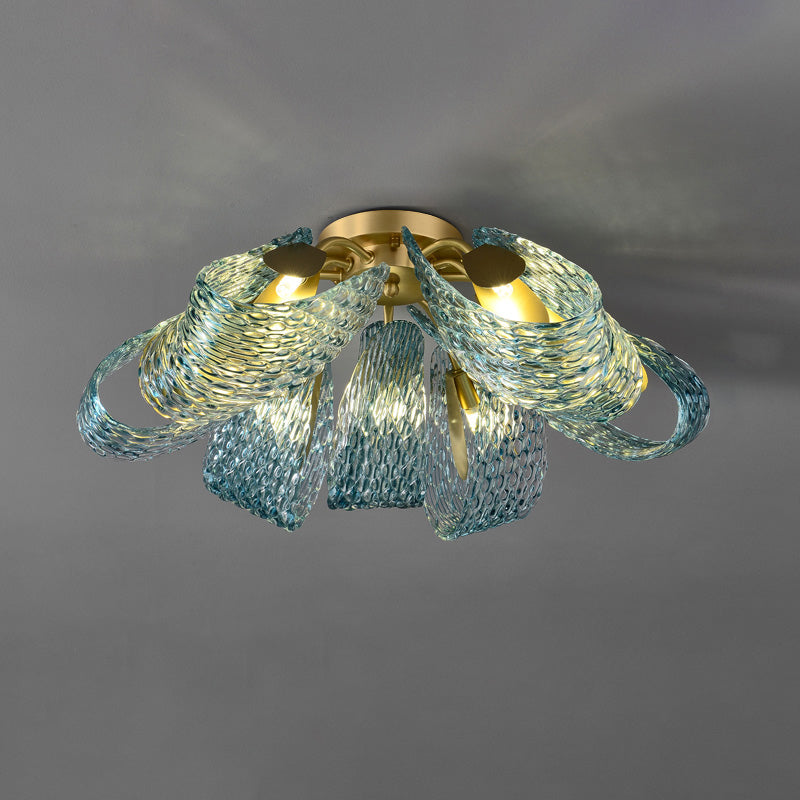 WOMO Peacock Sea Glass Semi-Flush Ceiling Light-WM1111