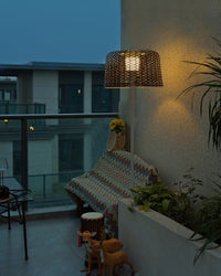WOMO Solar Rattan Floor Lamp-WM9011