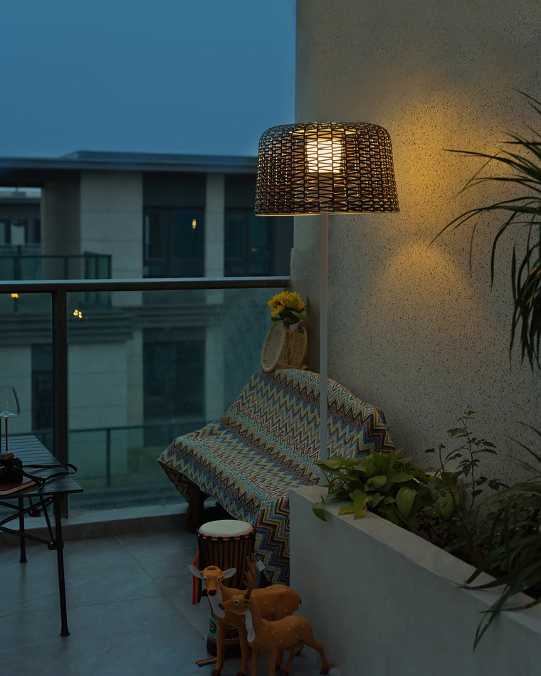 WOMO Solar Rattan Bodenleuchte-WM9011
