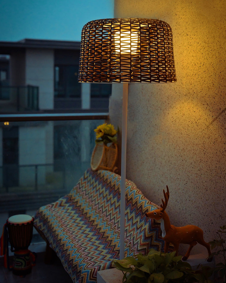 WOMO Solar Rattan Bodenleuchte-WM9011