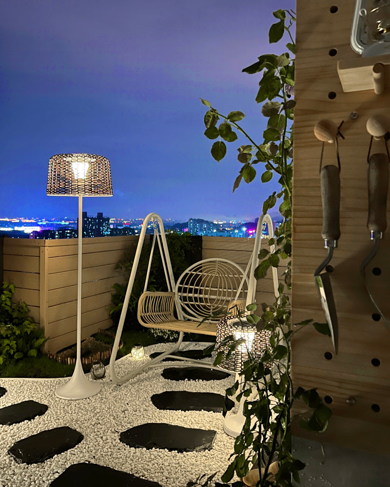 WOMO Solar Rattan Bodenleuchte-WM9011