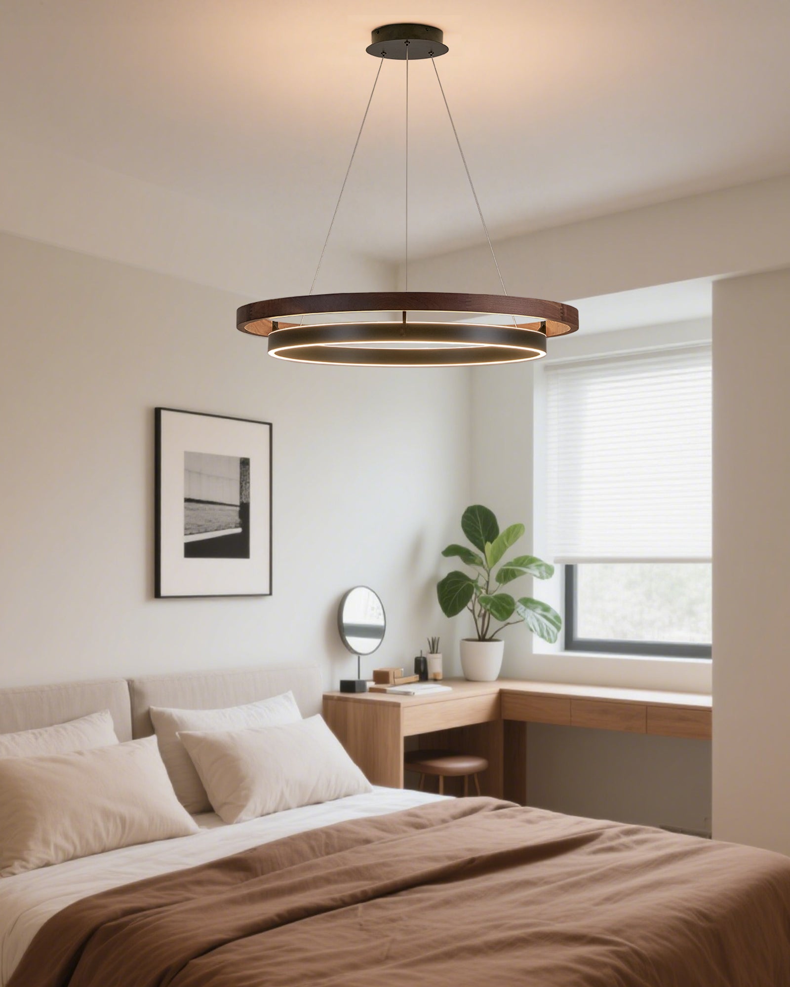 WOMO LED Kronleuchter Ring Esstisch Holz Landhaus Modern-WM2492