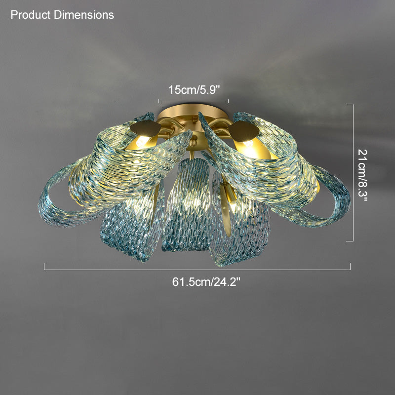 WOMO Peacock Sea Glass Semi-Flush Ceiling Light-WM1111