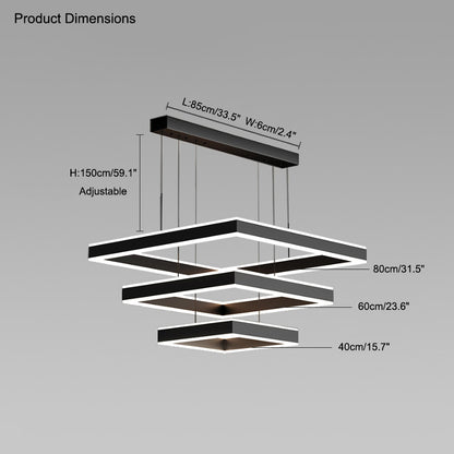 WOMO Tiered Black Square Chandelier-WM2016