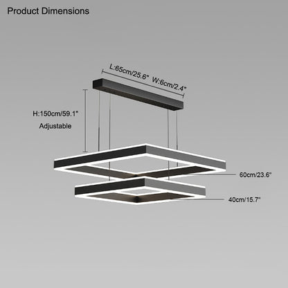 WOMO Tiered Black Square Chandelier-WM2016