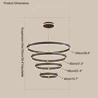 WOMO Chandelier with Stepped Black Rings - WM2172