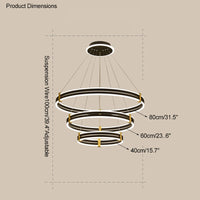 WOMO Chandelier with Stepped Black Rings - WM2172