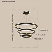 WOMO Chandelier with Stepped Black Rings - WM2172