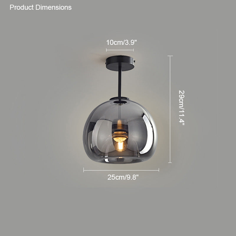 WOMO Pendelleuchte aus geblasenem Rauchglas/Bernsteinglas-WM2108