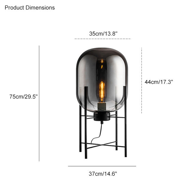 WOMO Floor Lamp with Smoked Glass Lantern-WM7015