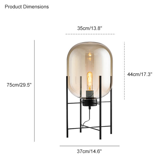 WOMO Floor Lamp with Smoked Glass Lantern-WM7015