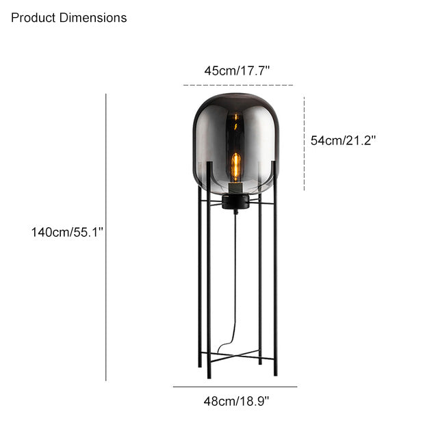 WOMO Floor Lamp with Smoked Glass Lantern-WM7015