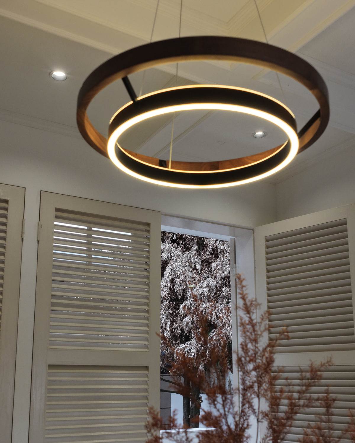 WOMO LED Kronleuchter Ring Esstisch Holz Landhaus Modern-WM2492