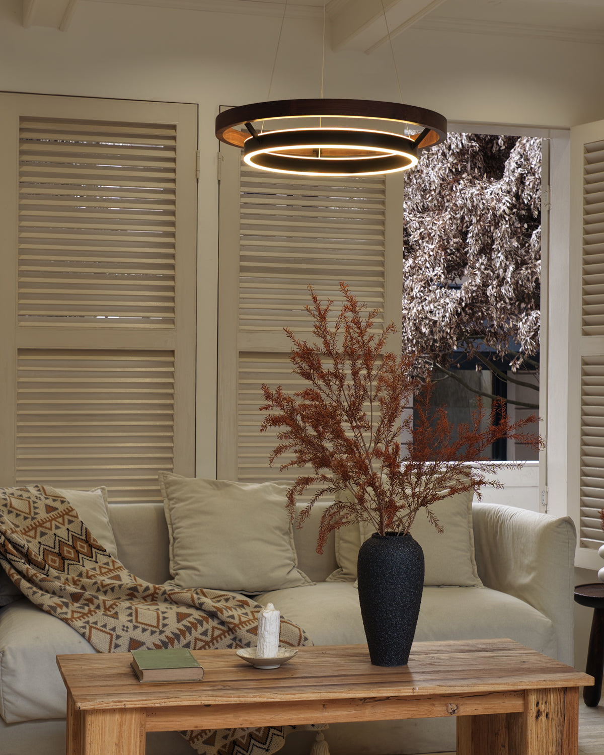 WOMO LED Kronleuchter Ring Esstisch Holz Landhaus Modern-WM2492