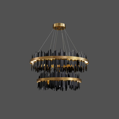 WOMO Iceberg Round Black Gold Chandelier-WM2183