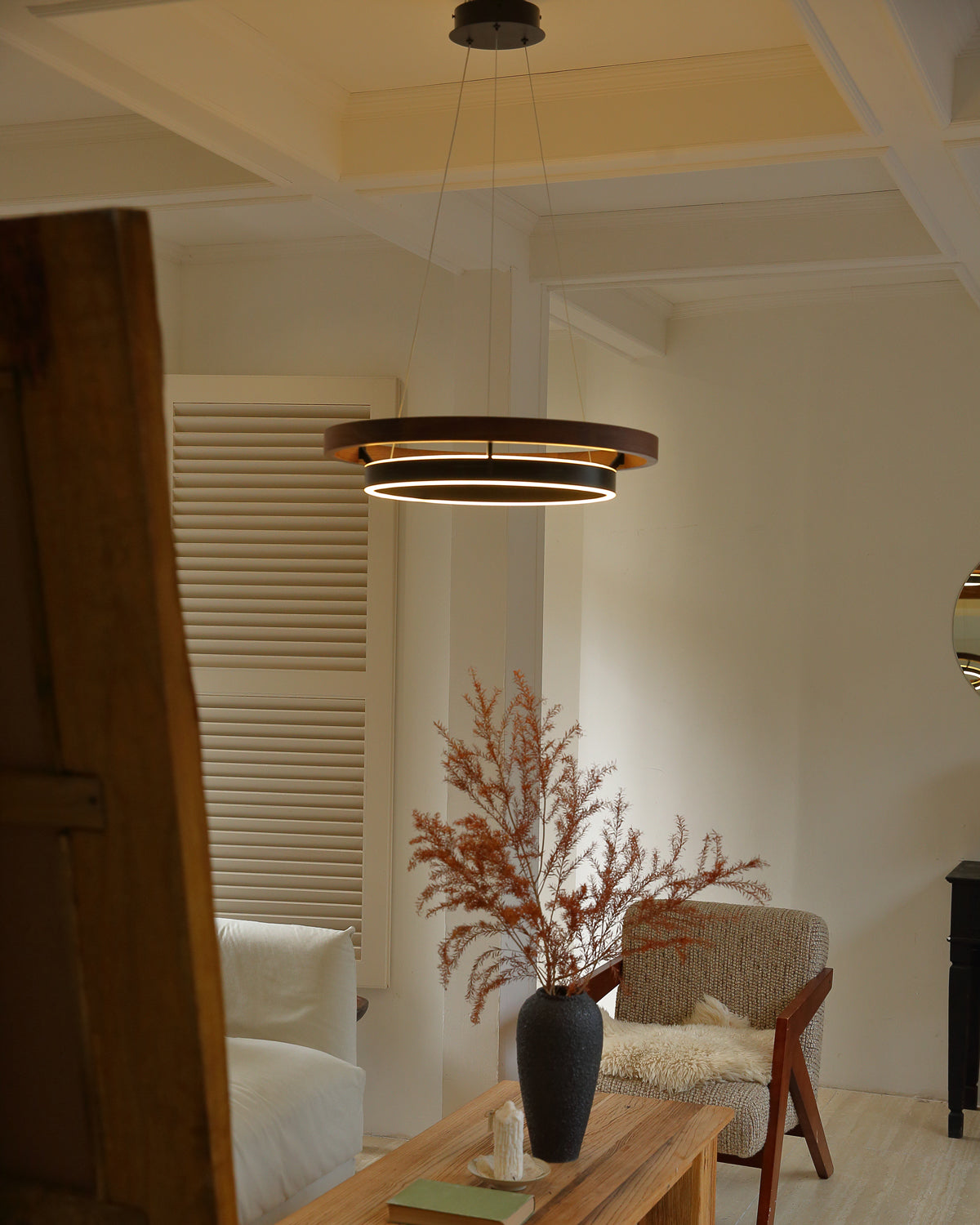 WOMO LED Kronleuchter Ring Esstisch Holz Landhaus Modern-WM2492