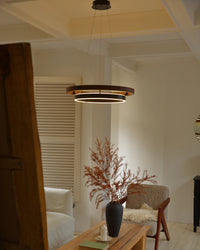 WOMO LED Chandelier Ring Dining Table Wood Country House Modern-WM2492