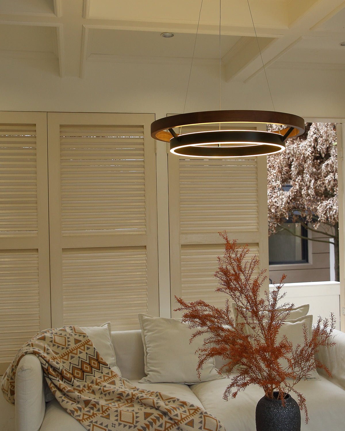 WOMO LED Kronleuchter Ring Esstisch Holz Landhaus Modern-WM2492