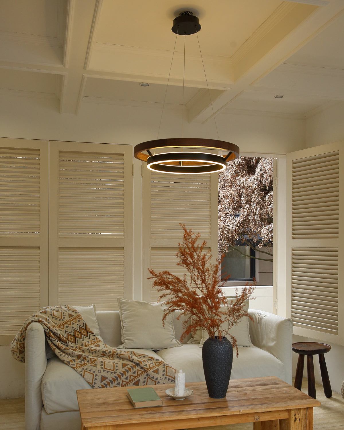 WOMO LED Kronleuchter Ring Esstisch Holz Landhaus Modern-WM2492