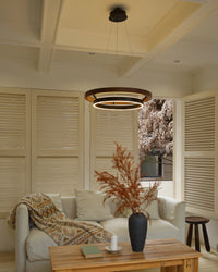 WOMO LED Chandelier Ring Dining Table Wood Country House Modern-WM2492