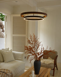 WOMO LED Chandelier Ring Dining Table Wood Country House Modern-WM2492