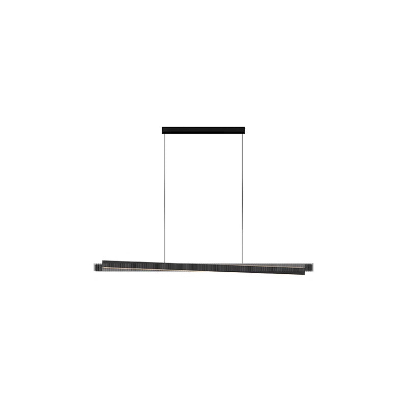 WOMO Lineare Pendelleuchte aus schwarzem geriffeltem Glas - WM2310