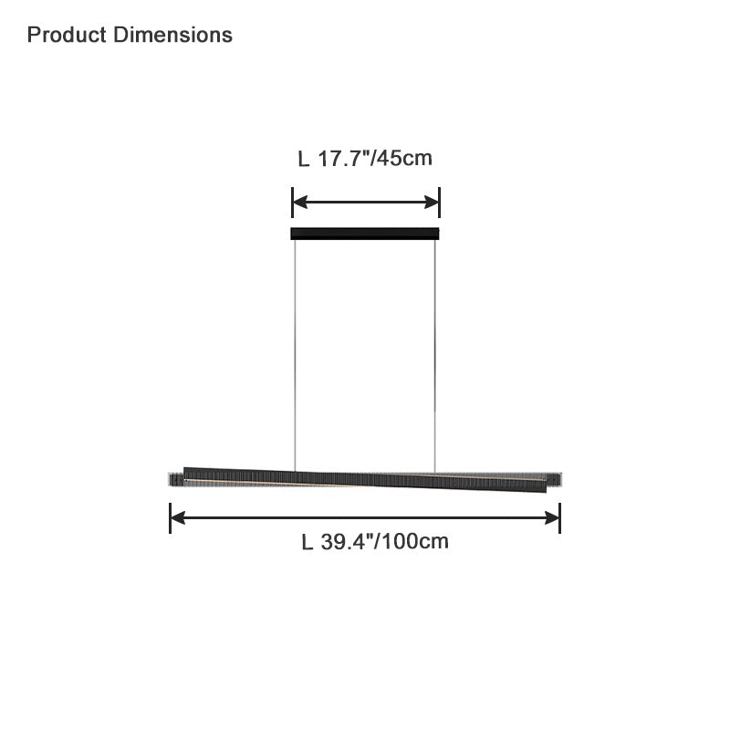 WOMO Lineare Pendelleuchte aus schwarzem geriffeltem Glas - WM2310