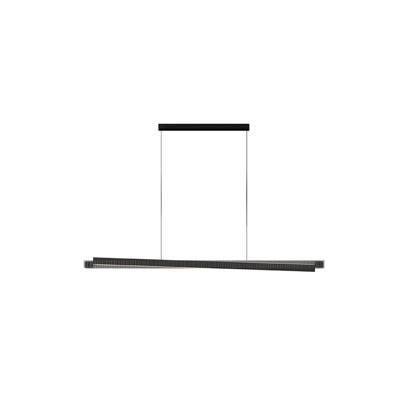 WOMO Lineare Pendelleuchte aus schwarzem geriffeltem Glas - WM2310