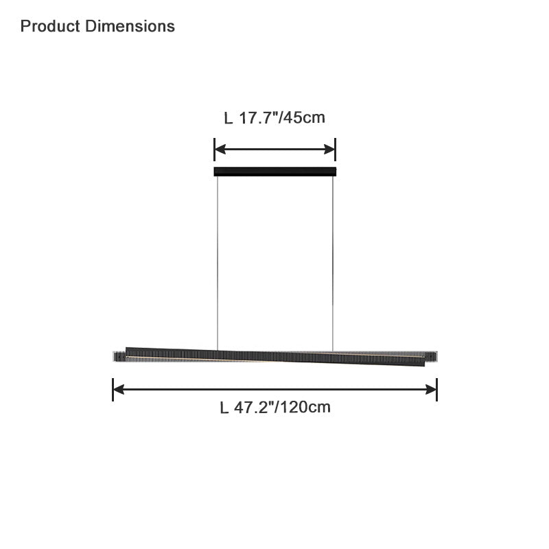 WOMO Lineare Pendelleuchte aus schwarzem geriffeltem Glas - WM2310