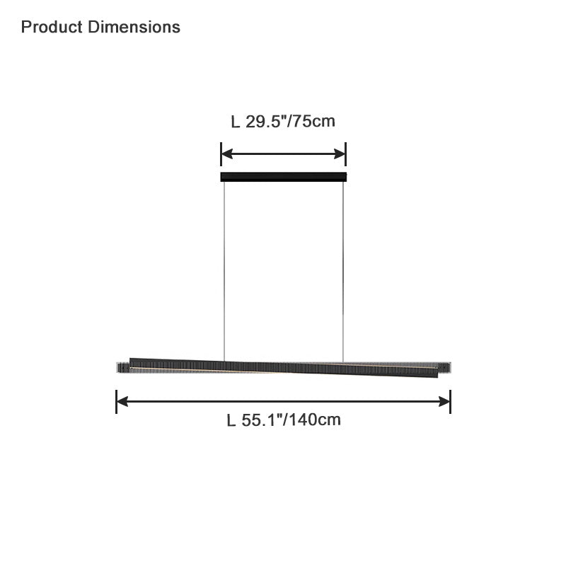 WOMO Lineare Pendelleuchte aus schwarzem geriffeltem Glas - WM2310