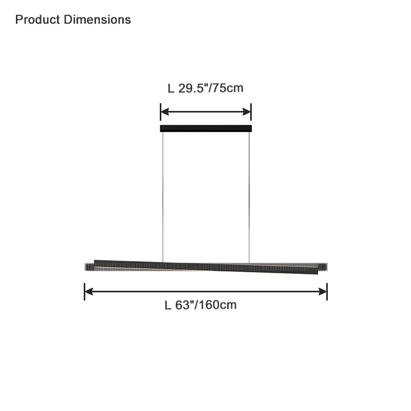 WOMO Lineare Pendelleuchte aus schwarzem geriffeltem Glas - WM2310