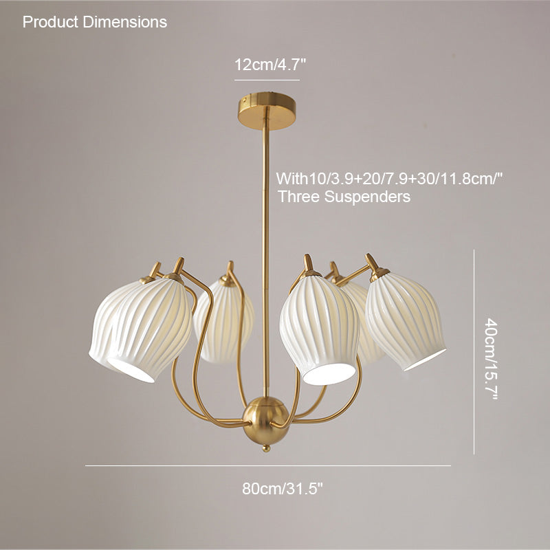 WOMO Mid Century Modern Ceramic Arm Chandelier-WM2121