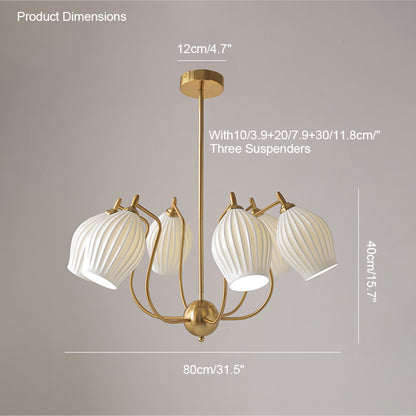 WOMO Mid Century Modern Ceramic Arm Chandelier-WM2121