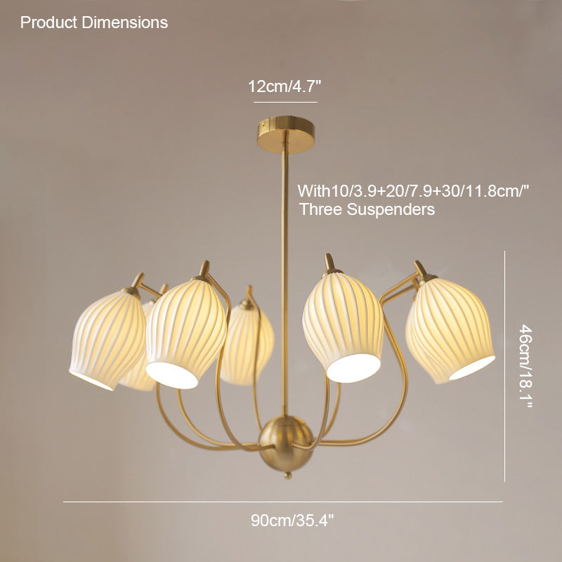 WOMO Mid Century Modern Ceramic Arm Chandelier-WM2121