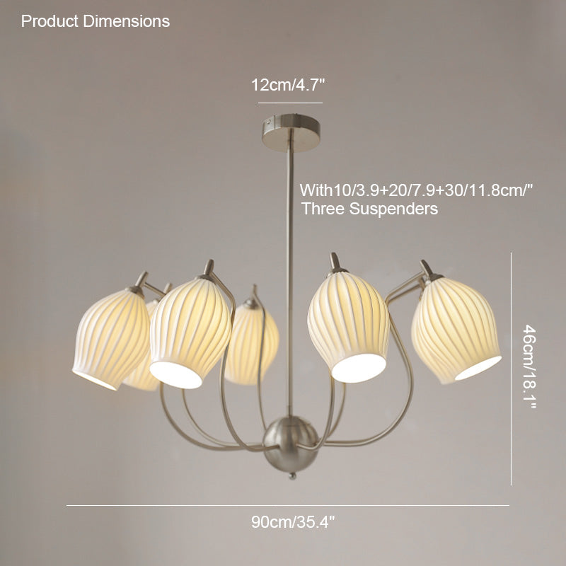 WOMO Mid Century Modern Ceramic Arm Chandelier-WM2121