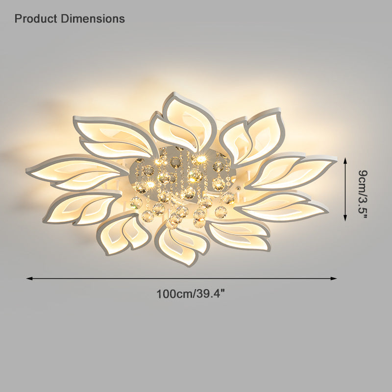 WOMO Large Crystal Glass Flower Ceiling Light -WM1107