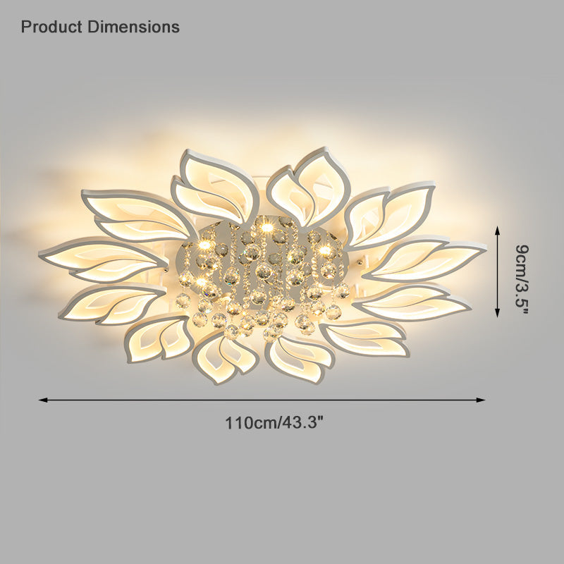 WOMO Large Crystal Glass Flower Ceiling Light -WM1107