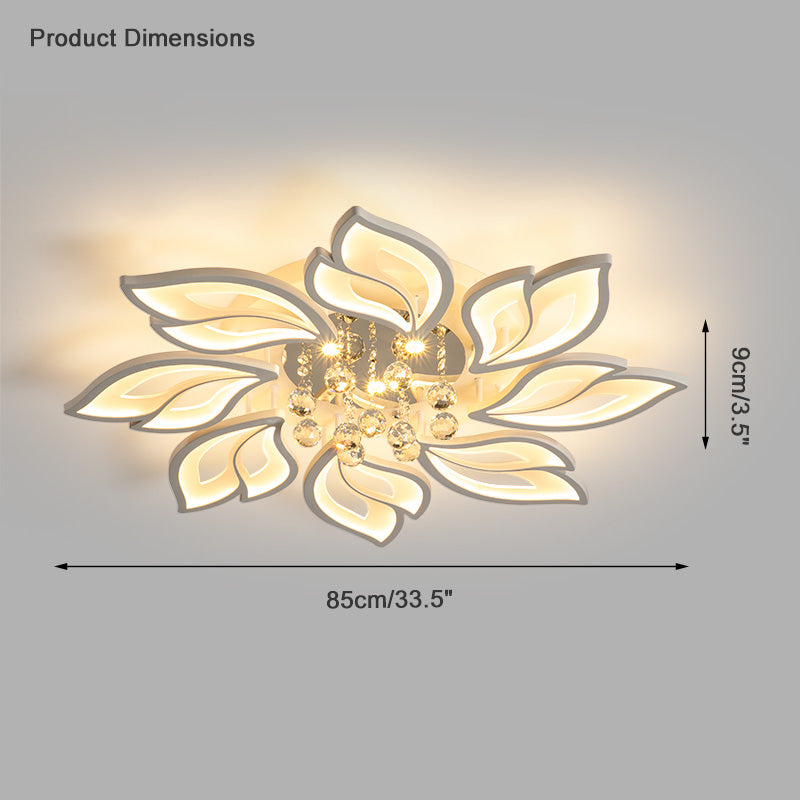 WOMO Large Crystal Glass Flower Ceiling Light -WM1107