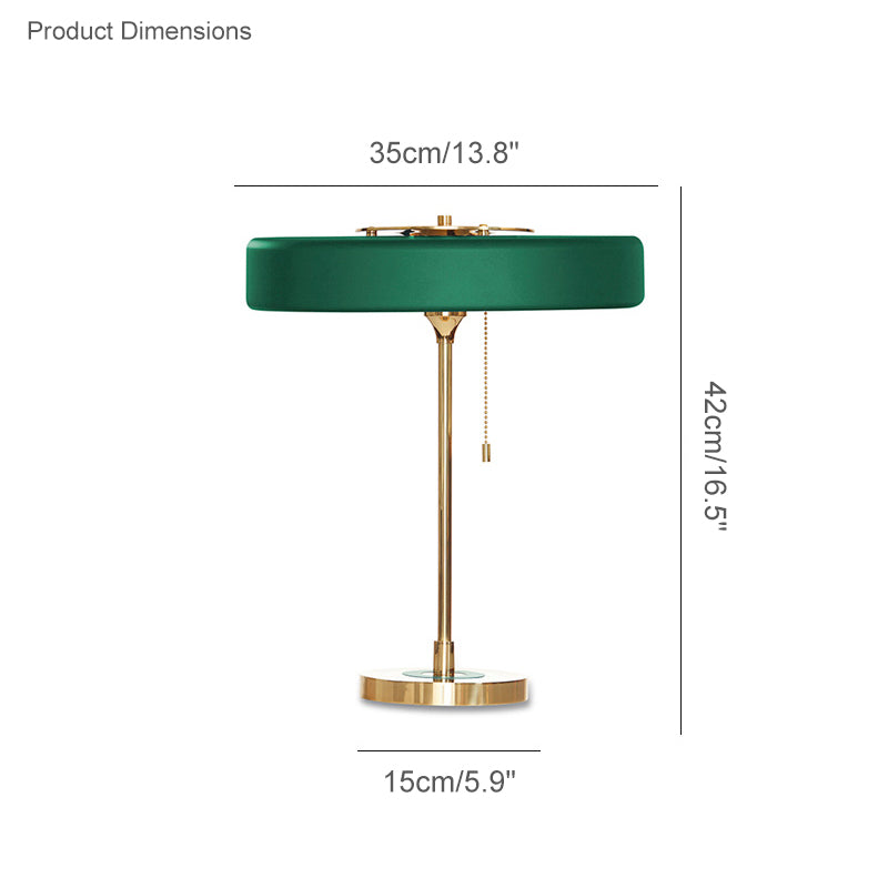 WOMO Mid-Century Runde Tischlampe mit Zugkette-WM8009