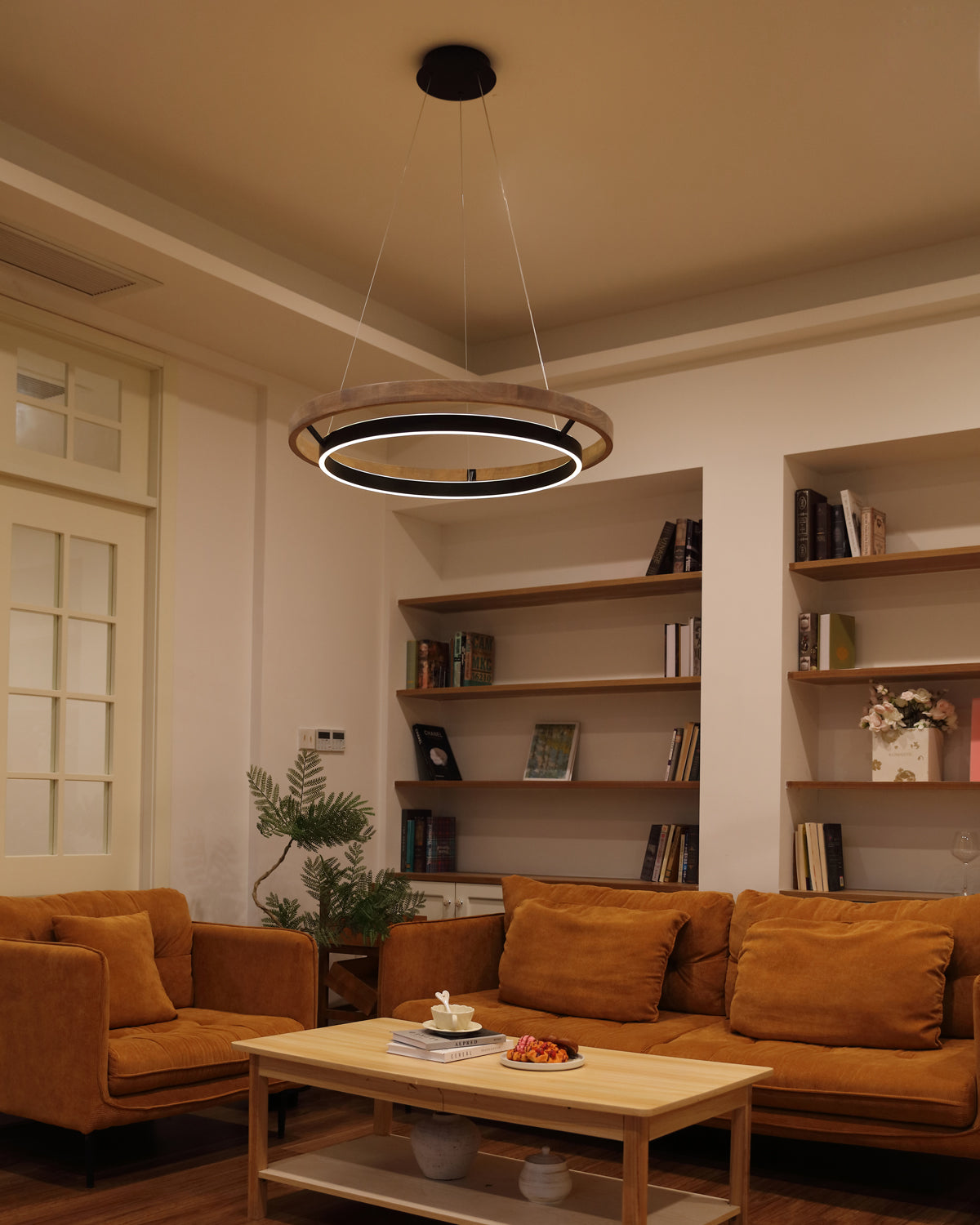 WOMO LED Kronleuchter Ring Esstisch Holz Landhaus Modern-WM2492