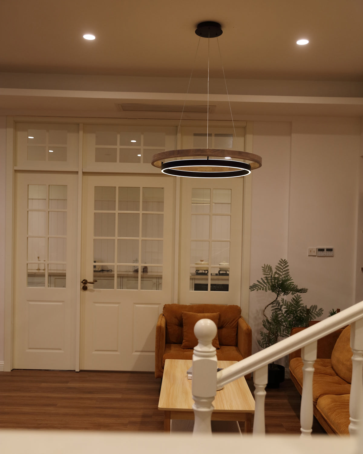 WOMO LED Kronleuchter Ring Esstisch Holz Landhaus Modern-WM2492