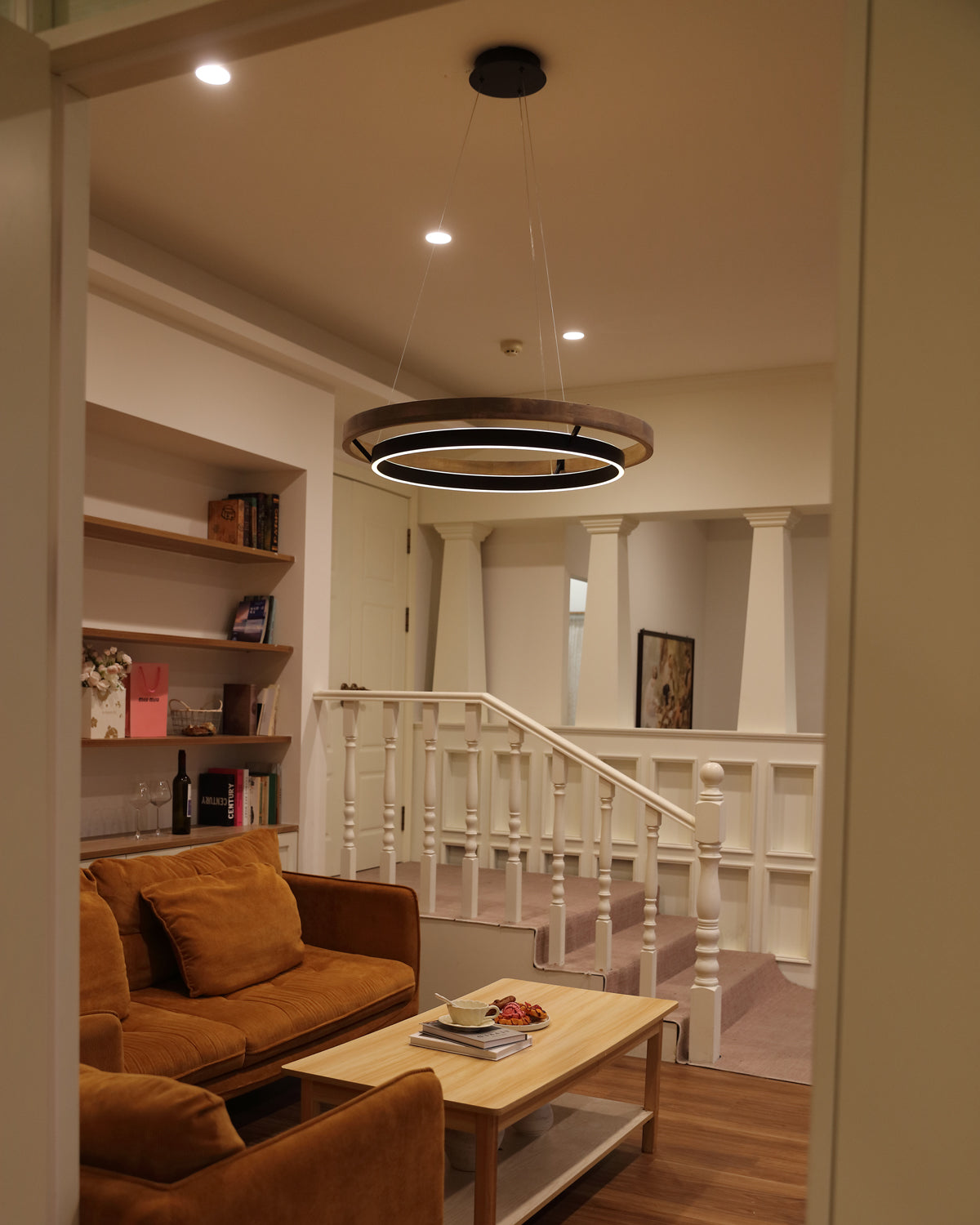 WOMO LED Kronleuchter Ring Esstisch Holz Landhaus Modern-WM2492