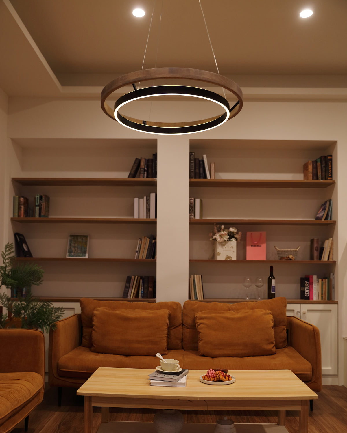 WOMO LED Kronleuchter Ring Esstisch Holz Landhaus Modern-WM2492