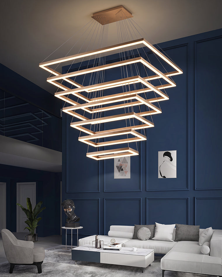 WOMO Metall Schwarzer LED Kronleuchter Rechteckig Für hohe decken-WM2120