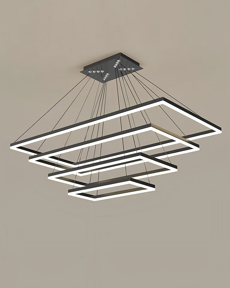 WOMO Black Tiered Rectangular Chandelier-WM2120