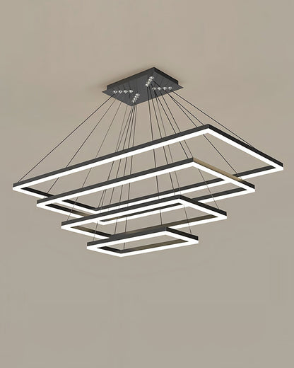 WOMO Black Tiered Rectangular Chandelier-WM2120